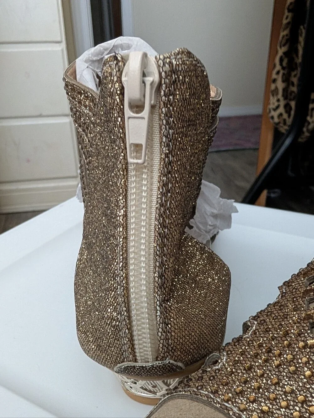Gold Glitter Open-Toe Women's Sandals